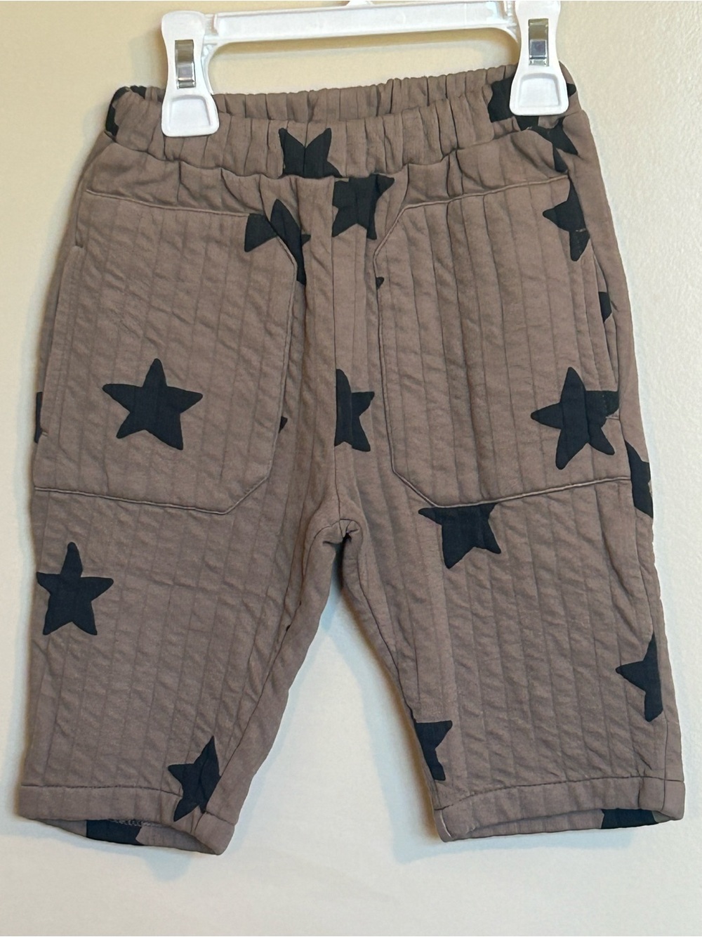9-12M Zara Brown Quilted Joggers with Black Star Print